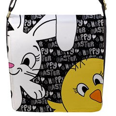 Easter Bunny And Chick  Flap Messenger Bag (s) by Valentinaart