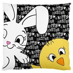 Easter Bunny And Chick  Large Flano Cushion Case (two Sides) by Valentinaart