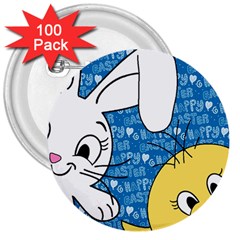 Easter Bunny And Chick  3  Buttons (100 Pack)  by Valentinaart