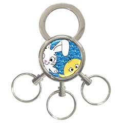 Easter Bunny And Chick  3-ring Key Chains by Valentinaart