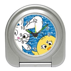 Easter Bunny And Chick  Travel Alarm Clocks by Valentinaart