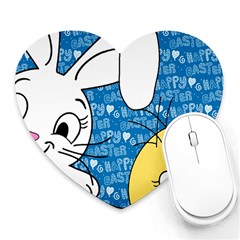 Easter Bunny And Chick  Heart Mousepads by Valentinaart