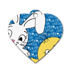 Easter Bunny And Chick  Dog Tag Heart (one Side) by Valentinaart