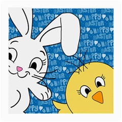 Easter Bunny And Chick  Medium Glasses Cloth (2-side) by Valentinaart