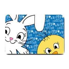 Easter Bunny And Chick  Small Doormat  by Valentinaart