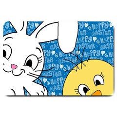 Easter Bunny And Chick  Large Doormat  by Valentinaart