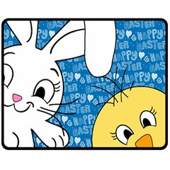 Easter Bunny And Chick  Fleece Blanket (medium)  by Valentinaart