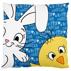 Easter Bunny And Chick  Large Cushion Case (two Sides) by Valentinaart