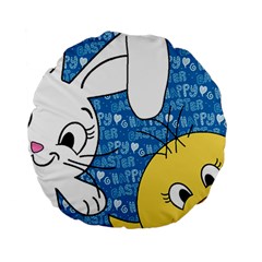 Easter Bunny And Chick  Standard 15  Premium Round Cushions by Valentinaart