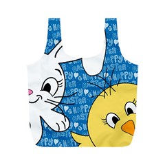 Easter Bunny And Chick  Full Print Recycle Bags (m)  by Valentinaart