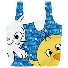 Easter Bunny And Chick  Full Print Recycle Bags (l)  by Valentinaart