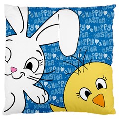 Easter Bunny And Chick  Large Flano Cushion Case (one Side) by Valentinaart