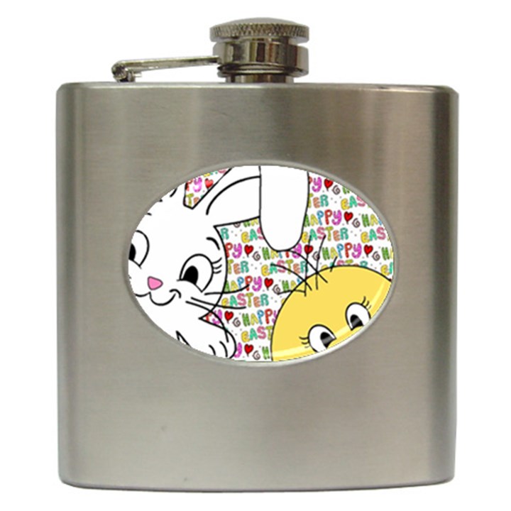 Easter bunny and chick  Hip Flask (6 oz)