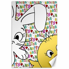 Easter Bunny And Chick  Canvas 12  X 18   by Valentinaart