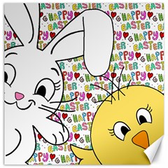 Easter Bunny And Chick  Canvas 16  X 16   by Valentinaart