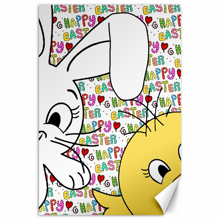 Easter bunny and chick  Canvas 20  x 30  