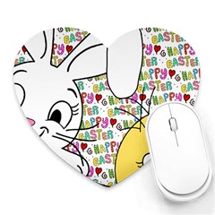 Easter Bunny And Chick  Heart Mousepads by Valentinaart