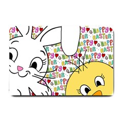 Easter Bunny And Chick  Small Doormat  by Valentinaart