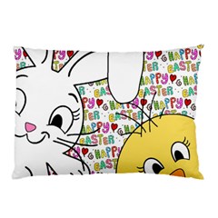 Easter Bunny And Chick  Pillow Case by Valentinaart