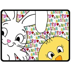 Easter Bunny And Chick  Fleece Blanket (large)  by Valentinaart