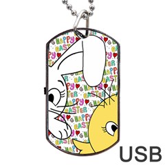 Easter Bunny And Chick  Dog Tag Usb Flash (two Sides) by Valentinaart