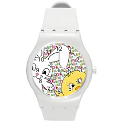 Easter Bunny And Chick  Round Plastic Sport Watch (m) by Valentinaart