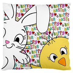 Easter Bunny And Chick  Large Cushion Case (one Side) by Valentinaart