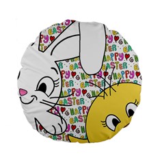 Easter Bunny And Chick  Standard 15  Premium Round Cushions by Valentinaart