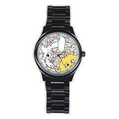 Easter Bunny And Chick  Stainless Steel Round Watch by Valentinaart