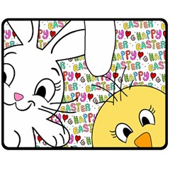 Easter Bunny And Chick  Double Sided Fleece Blanket (medium)  by Valentinaart