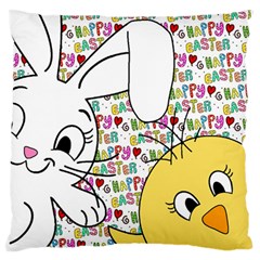 Easter Bunny And Chick  Large Flano Cushion Case (one Side) by Valentinaart