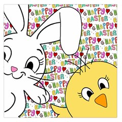 Easter Bunny And Chick  Large Satin Scarf (square) by Valentinaart