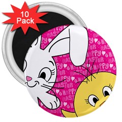 Easter Bunny And Chick  3  Magnets (10 Pack)  by Valentinaart