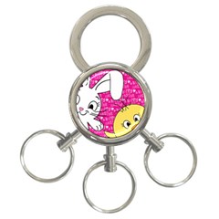 Easter Bunny And Chick  3-ring Key Chains by Valentinaart