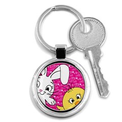 Easter Bunny And Chick  Key Chains (round)  by Valentinaart