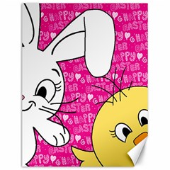 Easter Bunny And Chick  Canvas 12  X 16   by Valentinaart