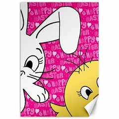 Easter Bunny And Chick  Canvas 12  X 18   by Valentinaart