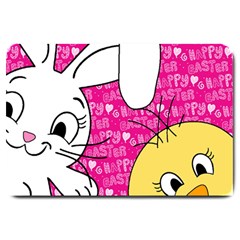 Easter Bunny And Chick  Large Doormat  by Valentinaart