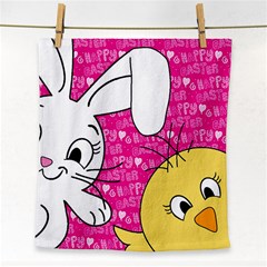 Easter Bunny And Chick  Face Towel by Valentinaart