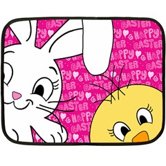 Easter Bunny And Chick  Double Sided Fleece Blanket (mini)  by Valentinaart