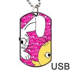 Easter Bunny And Chick  Dog Tag Usb Flash (one Side) by Valentinaart