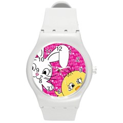 Easter Bunny And Chick  Round Plastic Sport Watch (m) by Valentinaart