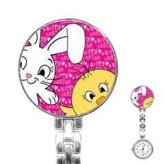 Easter Bunny And Chick  Stainless Steel Nurses Watch by Valentinaart