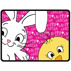 Easter Bunny And Chick  Double Sided Fleece Blanket (large)  by Valentinaart