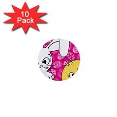 Easter Bunny And Chick  1  Mini Buttons (10 Pack) 