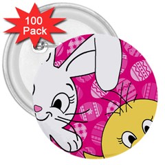 Easter Bunny And Chick  3  Buttons (100 Pack)  by Valentinaart