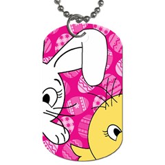 Easter Bunny And Chick  Dog Tag (one Side) by Valentinaart