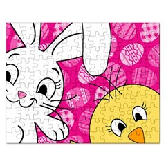 Easter Bunny And Chick  Rectangular Jigsaw Puzzl by Valentinaart