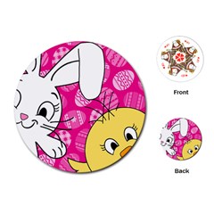 Easter Bunny And Chick  Playing Cards (round)  by Valentinaart