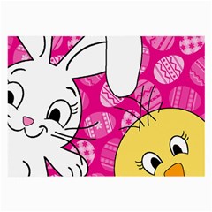 Easter Bunny And Chick  Large Glasses Cloth (2-side) by Valentinaart